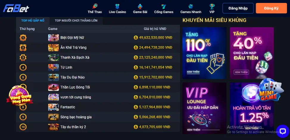 Nhận khuyến mãi gowin và ưu đãi khi tham gia game